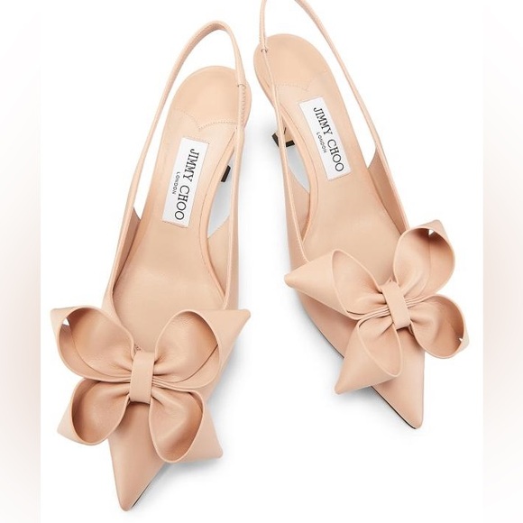 Jimmy Choo Shoes - New Jimmy Choo Staz 70 Leather Bow Slingback Pumps 40